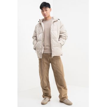 Geaca matlasata ci monograma - Alb/Bej deschis