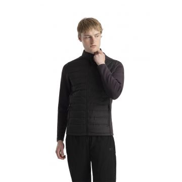 Jacheta cu fermoar si gluga pentru trekking - Negru/Violet aubergine