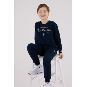 Set de bluza de trening din amestec de bumbac cu pantaloni de trening cu logo brodat - Albastru ultramarin/Alb murdar