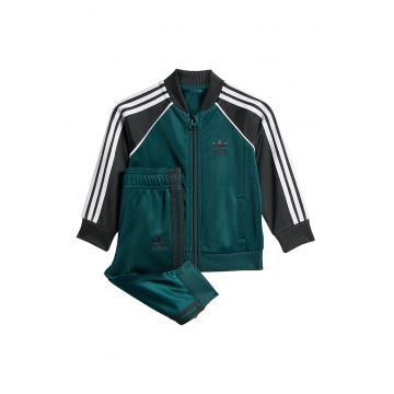 Trening cu imprimeu logo si talie elastica - Alb/Negru/Albastru petrol