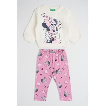 Trening cu imprimeu Minnie Mouse - Roz inchis/Crem