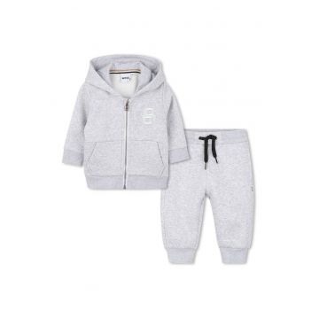 Trening cu pantaloni lungi si fermoar - Gri melange