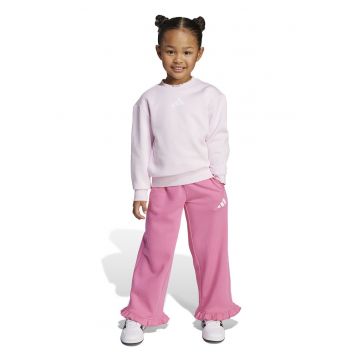 Trening din amestec de bumbac cu terminatie cu volane - Fucsia/Roz somon