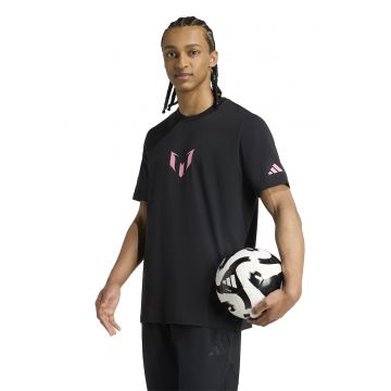 Tricou de bumbac pentru fotbal Messi - Negru
