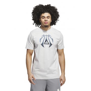 Tricou din bumbac cu decolteu la baza gatului pentru baschet - Alb/Negru