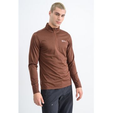 Bluza termica slim fit cu fenta cu fermoar pentru ski - Negru/Maro inchis