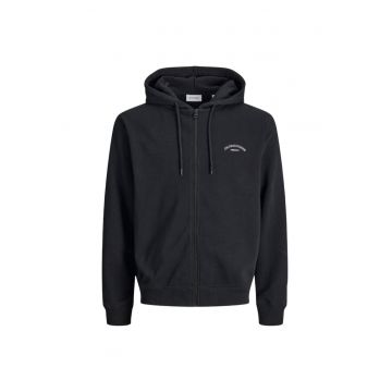 Hanorac JACK &JONES College Logo Zip Hood PLS 53487 - Negru