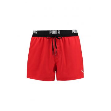Pantaloni scurti de baie cu banda logo in talie - Rosu vermillion