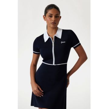 Rochie cu fenta cu fermoar pentru fitness - Alb/Albastru ultramarin