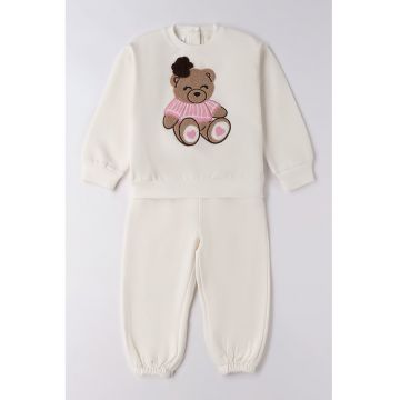 Set de bluza si pantaloni de trening - Maro/Crem