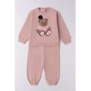 Set de bluza si pantaloni de trening - Roz prafuit