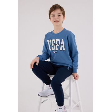 Set de trening din amestec de bumbac - 2 piese - Alb murdar/Albastru deschis/Bleumarin