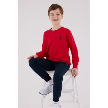 Trening cu imprimeu logo pe partea din spate si decolteu la baza gatului - Rosu/Bleumarin