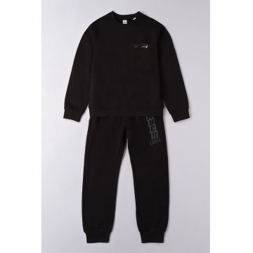 Trening de bumbac cu imprimeu text - Negru
