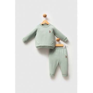 Trening lung cu maneci raglan - Verde pal