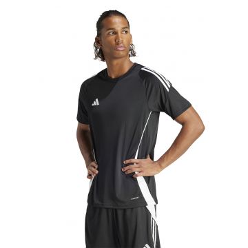Tricou slim fit pentru fotbal TIRO24 - Alb/Negru