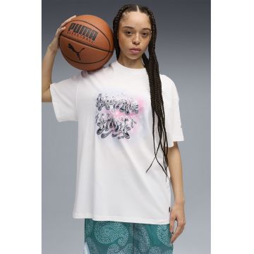 Tricou supradimensionat unisex Shooting Stars - Alb optic/Roz