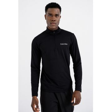 Bluza cu guler cu fermoar scurt si tehnologie cu uscare rapida - pentru fitness - Alb/Negru