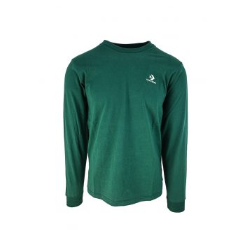 Bluza unisex cu decolteu la baza gatului si logo brodat - Verde