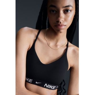 Bustiera cu sustinere minima si tehnologie Dri-FIT pentru fitness Indy - Negru/Negru stins