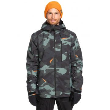 Geaca cu vatelina si gluga - pentru schi Mission - Portocaliu/Negru stins/Verde pal