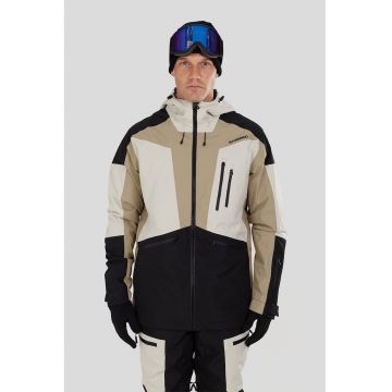 Jacheta impermeabila pentru ski Rigel 3L - Negru stins/Alb murdar/Bej deschis