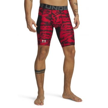 Pantaloni scurti de compresie cu imprimeu pentru antrenament HeatGear® - Negru/Rosu vermillion