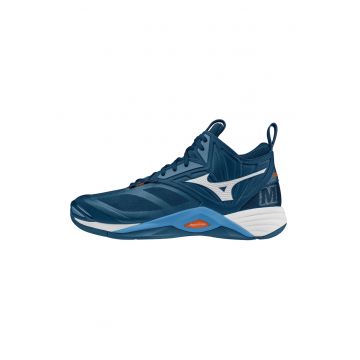 Pantofi mid-cut pentru volei Wave Momentum 2 - Alb/Bleumarin