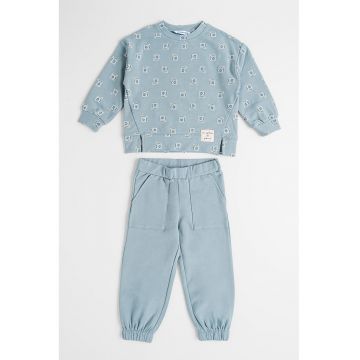 Trening cu imprimeu floral - Albastru petrol