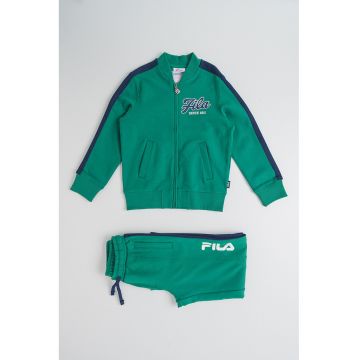 Trening din amestec de bumbac cu fermoar - Albastru inchis/Verde aquamarin