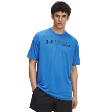 Tricou cu decolteu rotund si imprimeu pentru antrenament - Albastru royal