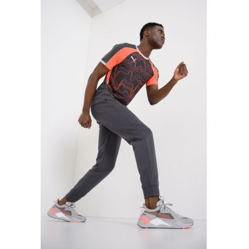 Tricou cu imprimeu grafic pentru fotbal IndividualLIGA - Portocaliu neon/Gri inchis