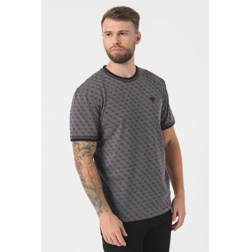 Tricou cu monograma - pentru fitness - Negru/Gri inchis