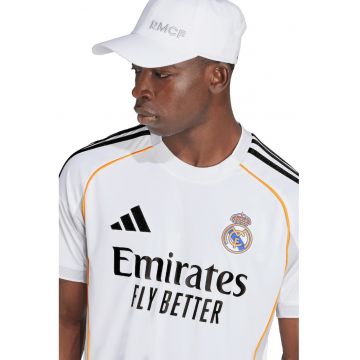 Tricou slim fit pentru fotbal Real Madrid - Alb/Negru