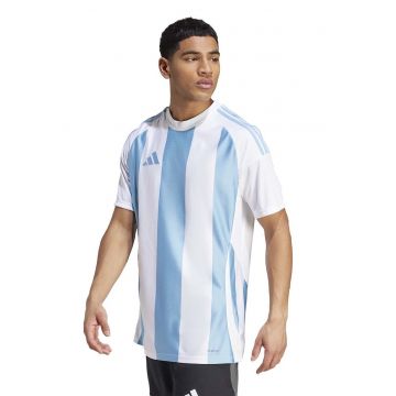 Tricou slim fit pentru fotbal Striped 24 - Alb/Albastru deschis