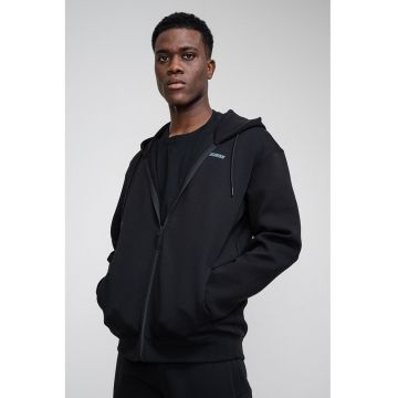 Hanorac cu logo si fermoar - pentru fitness - Negru stins