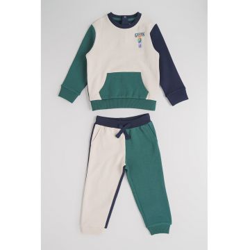 Set de bluza si pantaloni de trening - Verde/Crem/Bleumarin