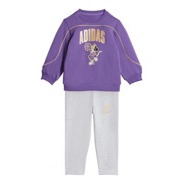 Set de pantaloni de trening si bluza de trening cu imprimeu - 2 piese - Gri deschis/Portocaliu/Violet