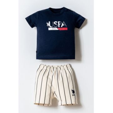 Set de tricou cu imprimeu si pantaloni scurti - 2 piese - Alb/Alb fildes/Albastru ultramarin