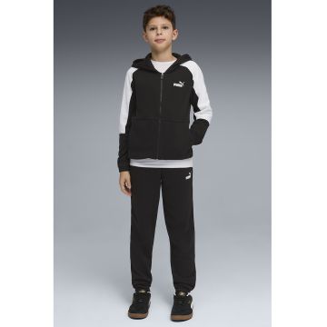 Trening cu fermoar si biuzunare laterale - Alb/Negru