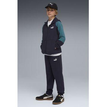 Trening cu fermoar si biuzunare laterale - Albastru ultramarin/Verde persan