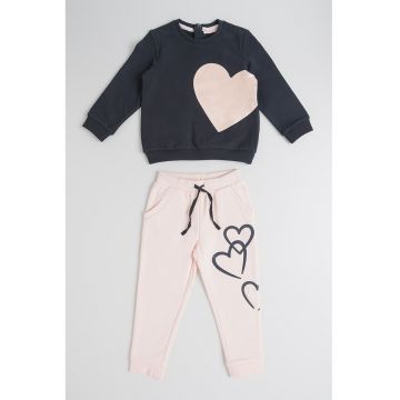 Trening cu imprimeu cu inima - Negru/Bej deschis