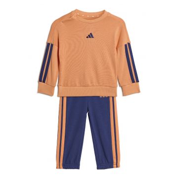 Trening din amestec de bumbac cu decolteu la baza gatului - Portocaliu pal/Bleumarin