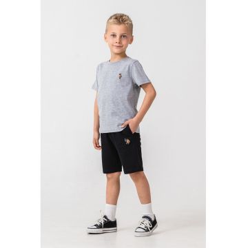 Trening scurt cu aplicatie logo discreta - Negru/Gri melange