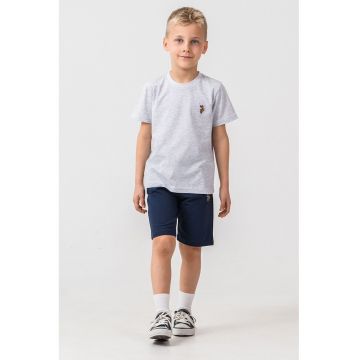 Trening scurt cu detaliu logo discret - Gri melange/Bleumarin