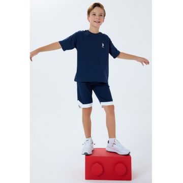 Trening scurt cu imprimeu logo pe partea din spate - Bleumarin