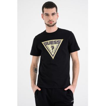 Tricou cu logo pentru fitness - Negru/Verde lime