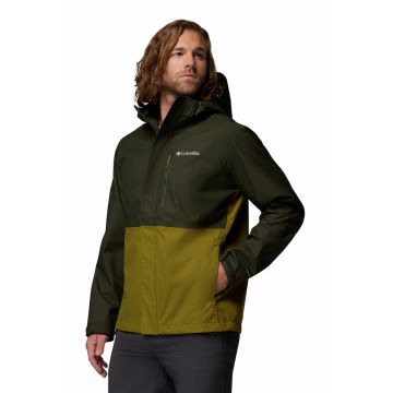 Jacheta cu model colorblock si gluga pentru drumetii Hikebound II - Verde masliniu/Kaki inchis