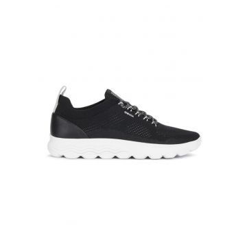 Pantofi sport din plasa tricotata cu logo - Alb/Negru