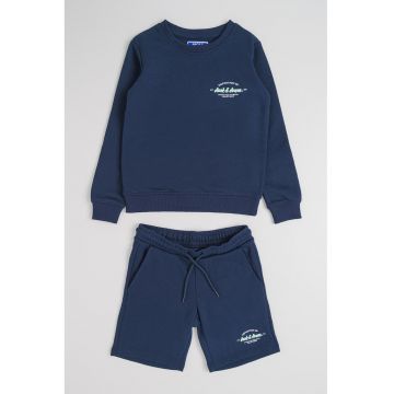 Trening din amestec de bumbac organic cu pantaloni scurti - Bleumarin